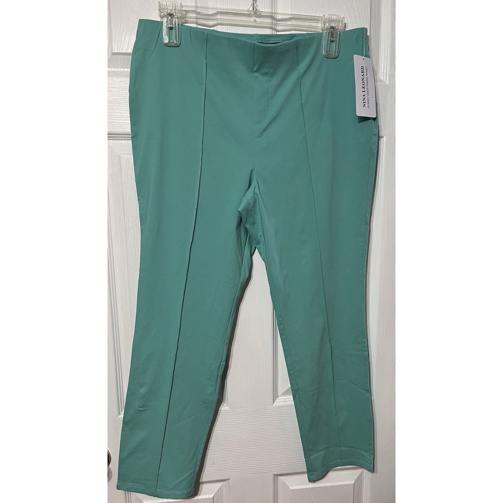 Nina Leonard Women's Millennium Tummy-Smoothing Ankle Pant Aqua Petite XL